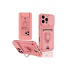 Newface iPhone 16 Pro Kılıf Zuma Kartvizitli Yüzüklü Silikon - Pembe