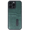 Newface iPhone 16 Pro Max Kılıf Sara Kartvizitli Deri Kılıf - Koyu Yeşil