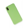 Newface iPhone XS Max Kılıf Nano içi Kadife Silikon - Açık Yeşil