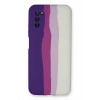 Newface Samsung Galaxy A03S Kılıf Ebruli Lansman Silikon - Mor-Beyaz