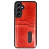 Newface Samsung Galaxy A55 5G Kılıf Sara Kartvizitli Deri Kılıf - Kırmızı