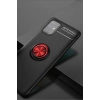 Newface Samsung Galaxy A71 Kılıf Range Yüzüklü Silikon - Siyah-Kırmızı