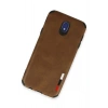 Newface Samsung Galaxy J7 Pro / J730 Kılıf Loop Deri Silikon - Kahverengi