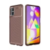 Newface Samsung Galaxy M31S Kılıf Auto Focus Karbon Kapak - Kahverengi