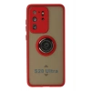 Newface Samsung Galaxy S20 Ultra Kılıf Montreal Yüzüklü Silikon Kapak - Kırmızı