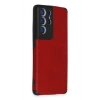 Newface Samsung Galaxy S21 Ultra Kılıf Loop Deri Silikon - Kırmızı