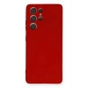 Newface Samsung Galaxy S21 Ultra Kılıf Nano içi Kadife Silikon - Kırmızı