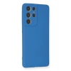 Newface Samsung Galaxy S21 Ultra Kılıf Nano içi Kadife Silikon - Mavi