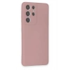 Newface Samsung Galaxy S21 Ultra Kılıf Nano içi Kadife Silikon - Pudra