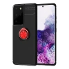 Newface Samsung Galaxy S21 Ultra Kılıf Range Yüzüklü Silikon - Siyah-Kırmızı