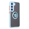 Newface Samsung Galaxy S23 Kılıf Montreal Yüzüklü Silikon Kapak - Buz Mavi