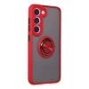 Newface Samsung Galaxy S23 Kılıf Montreal Yüzüklü Silikon Kapak - Kırmızı