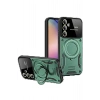 Newface Samsung Galaxy S24 FE Kılıf Joy Lens Standlı Kapak - Koyu Yeşil
