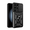 Newface Samsung Galaxy S24 Ultra Kılıf Pars Lens Yüzüklü Silikon - Siyah
