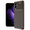 Newface Samsung Galaxy S25 Edge Kılıf Auto Focus Karbon Kapak - Kahverengi
