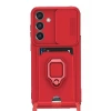 Newface Samsung Galaxy S25 Plus Kılıf Zuma Kartvizitli Yüzüklü Silikon - Kırmızı