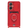 Newface Vivo Y27 Kılıf Zuma Kartvizitli Yüzüklü Silikon - Kırmızı