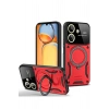 Newface Xiaomi Redmi 13C Kılıf Joy Lens Standlı Kapak - Kırmızı