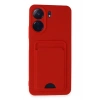 Newface Xiaomi Redmi 13C Kılıf Kelvin Kartvizitli Silikon - Kırmızı