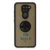 Newface Xiaomi Redmi Note 9 Kılıf Montreal Yüzüklü Silikon Kapak - Siyah