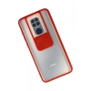 Newface Xiaomi Redmi Note 9 Kılıf Palm Buzlu Kamera Sürgülü Silikon - Kırmızı