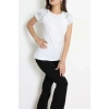 Omuzları Pul Detaylı Bluz Beyaz - 44004.599.