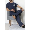 Ön Ve Arka Baskılı Süprem Erkek Pijama Takımı İndigo2 - 70862.1961.