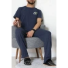 Ön Ve Arka Baskılı Süprem Erkek Pijama Takımı İndigo2 - 70862.1961.