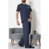 Ön Ve Arka Baskılı Süprem Erkek Pijama Takımı İndigo2 - 70862.1961.