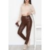 Önü Çımalı Jogger Pantolon Kahve - 51210.1779.