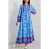 Önü Düğmeli Elbise Mavipembe - 41824.1247.
