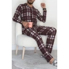 Önü Düğmeli Süet Erkek Pijama Takımı Kahve - 42662.2028.