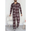 Önü Düğmeli Süet Erkek Pijama Takımı Kahve - 42662.2028.