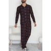 Önü Düğmeli Süet Erkek Pijama Takımı Lacikırmızı - 42662.2028.