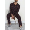 Önü Düğmeli Süet Erkek Pijama Takımı Lacikırmızı - 42662.2028.