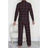Önü Düğmeli Süet Erkek Pijama Takımı Lacikırmızı - 42662.2028.