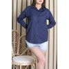 Oversize Poplin Kadın Gömlek Lacivert - 80245.2118.