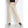 Paça Çıtçıtlı Palazzo Kot Pantolon Taş - 410390.2141.