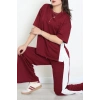 Paça Yırtmaçlı Eşofman Takımı Bordobeyaz - 52218.1857.