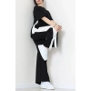 Paça Yırtmaçlı Eşofman Takımı Siyahbeyaz - 52218.1857.