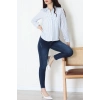 Pamuk Polyester Çizgili Gömlek Açıkmavibeyaz3 - 51064.147.