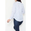 Pamuk Polyester Çizgili Gömlek Açıkmavibeyaz3 - 51064.147.