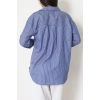 Pamuk Polyester Çizgili Oversize Gömlek Koyumavi - 51052.147.