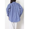 Pamuk Polyester Çizgili Oversize Gömlek Koyumavibeyaz - 51052.147.