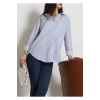 Pamuk Polyester Çizgili Oversize Gömlek Laciçizgili - 51052.147.