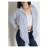 Pamuk Polyester Çizgili Oversize Gömlek Laciçizgili - 51052.147.