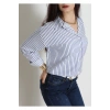 Pamuk Polyester Çizgili Oversize Gömlek Laciçizgili - 51052.147.