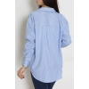 Pamuk Polyester Çizgili Oversize Gömlek Mavibeyaz - 51052.147.