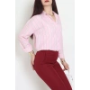 Pamuk Polyester Çizgili Oversize Gömlek Pembebeyaz - 51052.147.