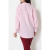 Pamuk Polyester Çizgili Oversize Gömlek Pembebeyaz - 51052.147.